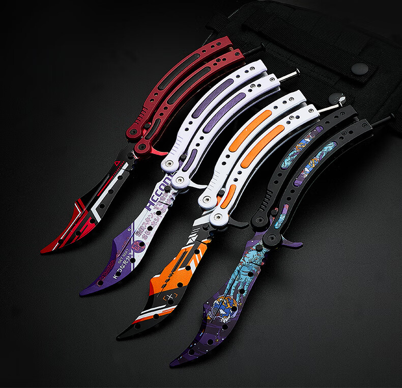 csgo周边未开锋训练刀蝴蝶折叠甩手刀花式练习刀蝴蝶梳子 黑柄/鬼退治