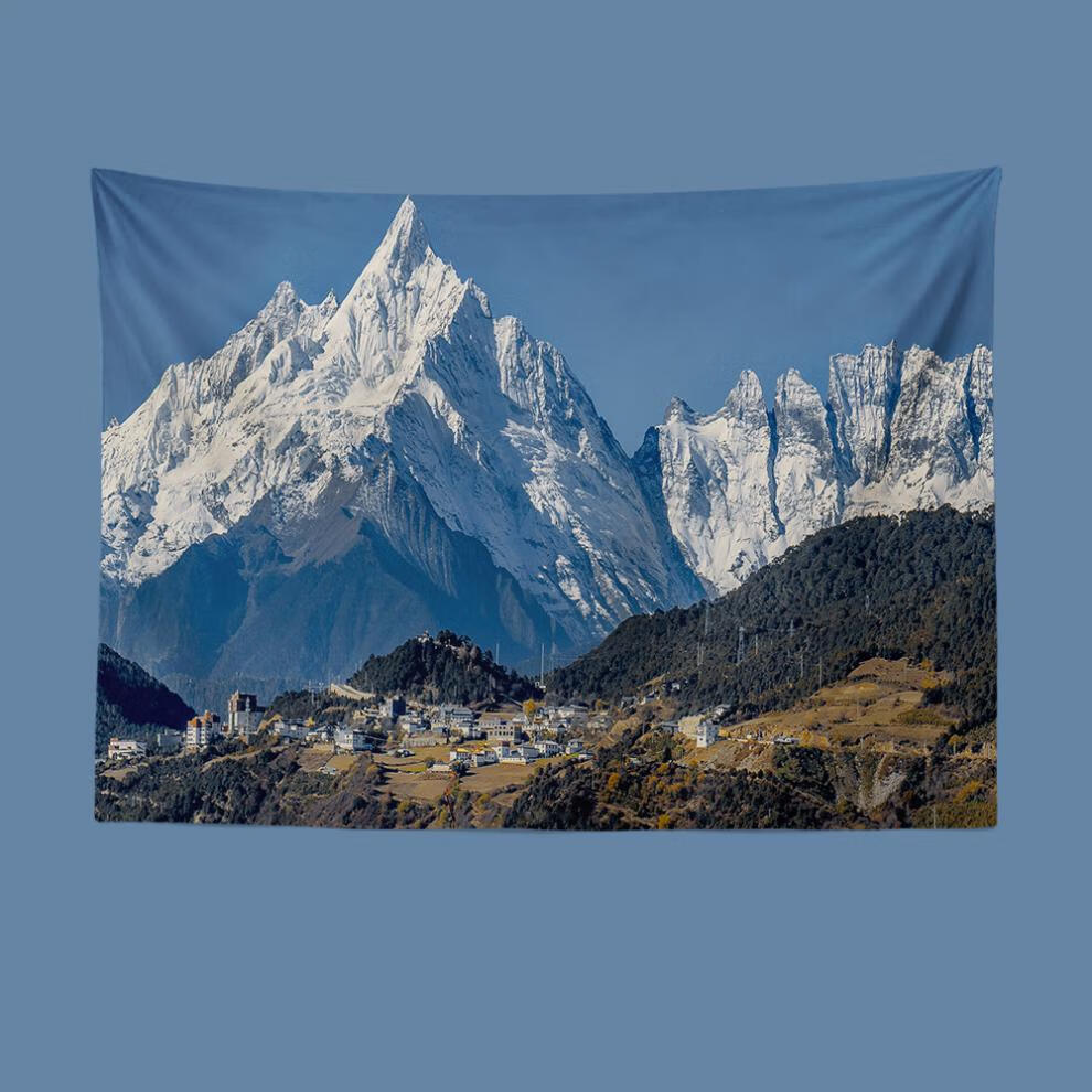 挂毯画小武拉莫梅里雪山摄影背景布ins挂布床头装饰卧室挂毯宿舍梅里