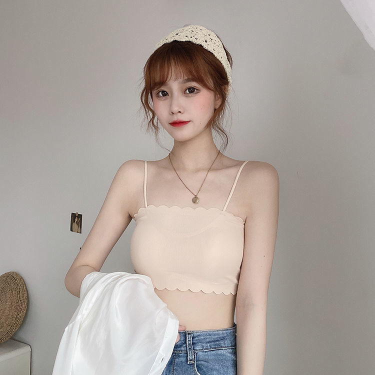 新款女士吊带背心2021冰丝裹胸抹胸内衣女学生韩版小胸聚拢文胸薄款