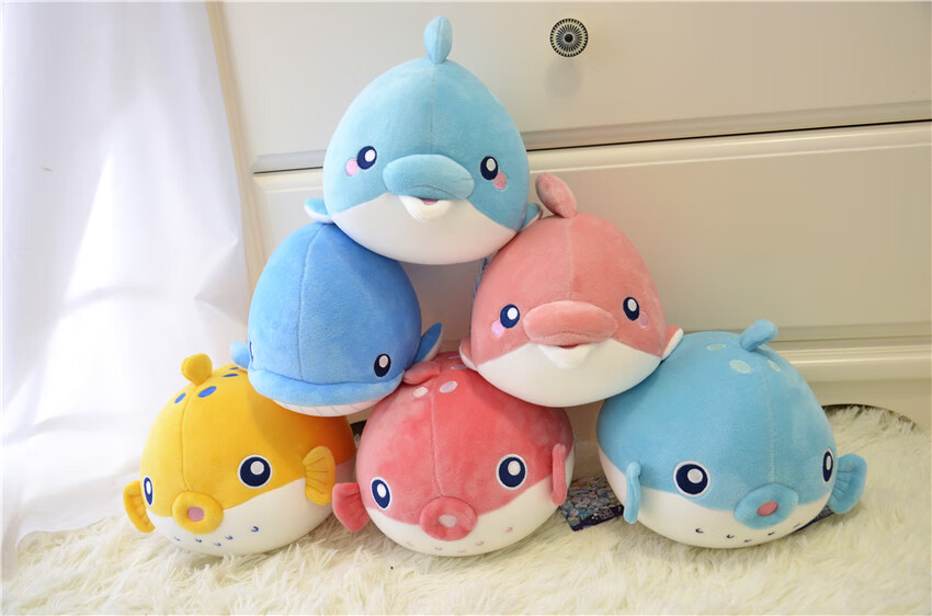 乌龟玩偶毛绒玩具海洋动物海洋馆动物海豚龟河鲀鲸鲨鱼泡沫粒子毛绒