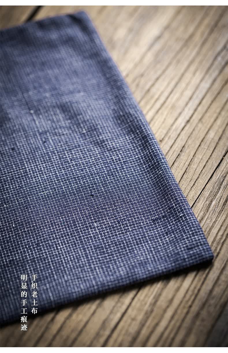 魅纺中式复古手织老布刺子绣防水茶席中国风棉麻布艺桌布桌旗 可定制