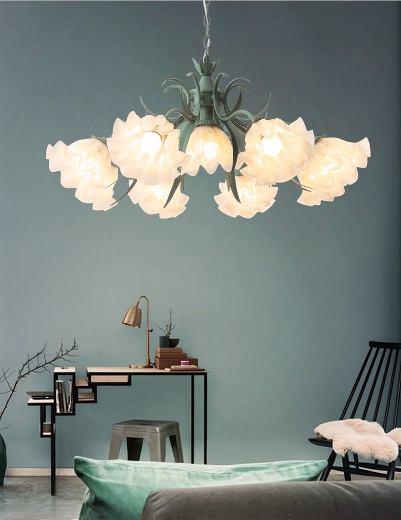 禧贺拉美式吊灯乡村创意客厅卧室餐厅灯具法式铁艺花朵田园风格灯具