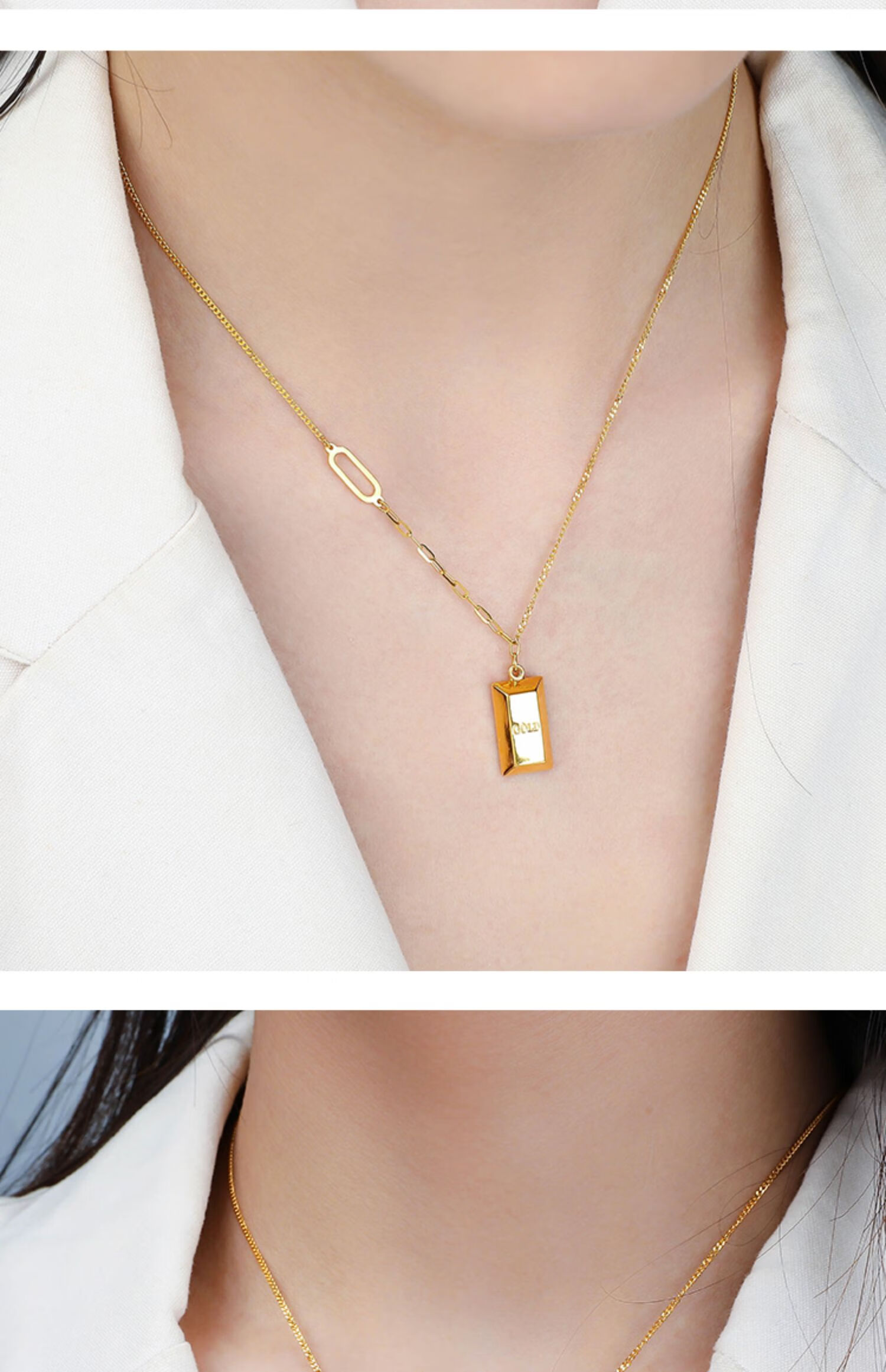 周大福款式5g黄金暴富小金砖项链999足金实心小金条男女款巧克力套链