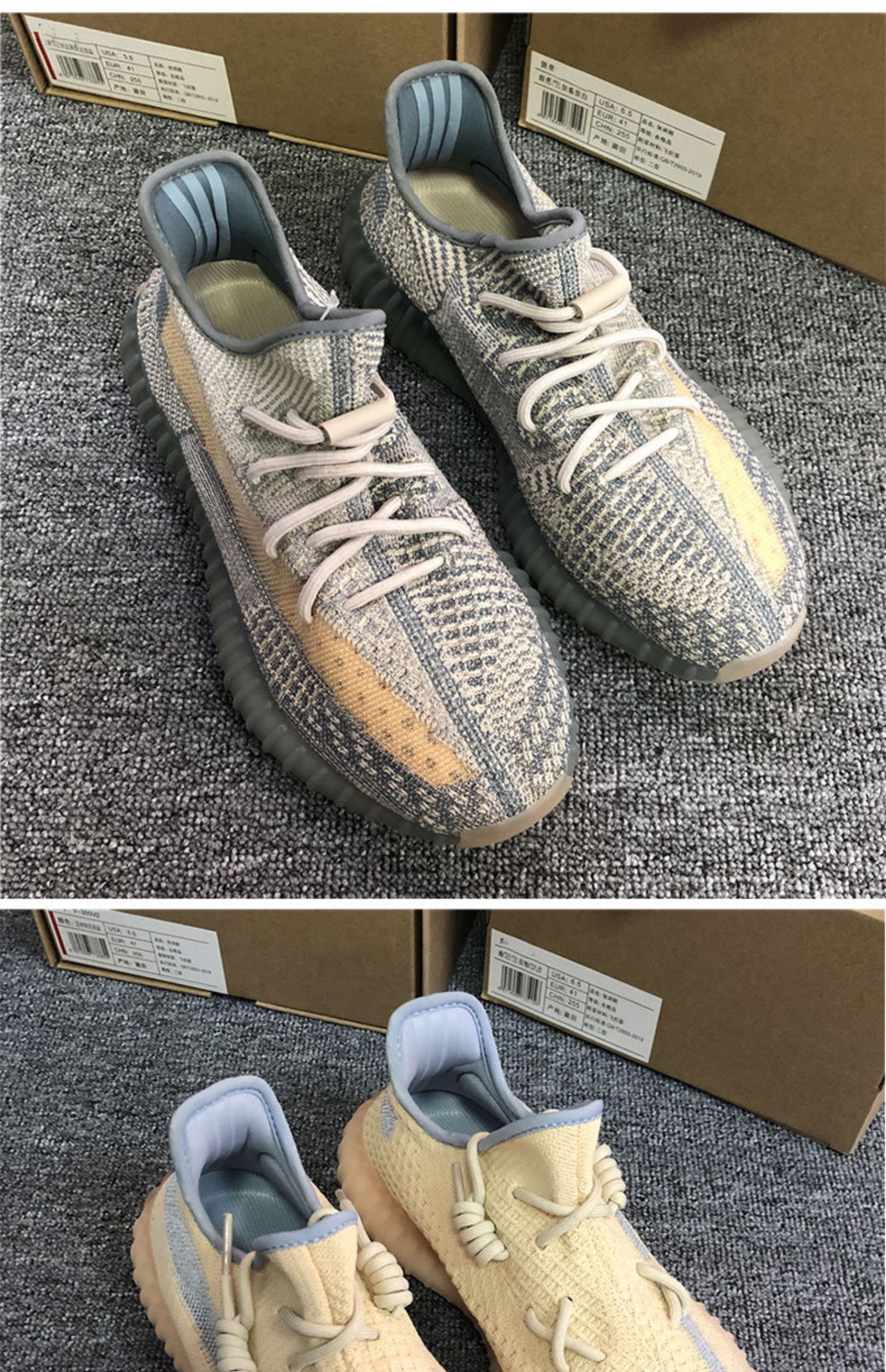 登险纯原真爆过毒 椰子鞋男350蓝色水洗丹宁满天星真爆版本爆米花椰子