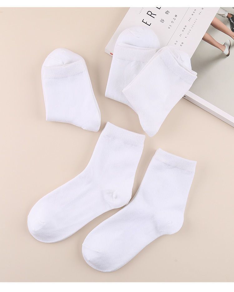 白袜子女白色棉女袜子女护士白袜子中筒秋冬百搭休闲吸汗透气运动学生