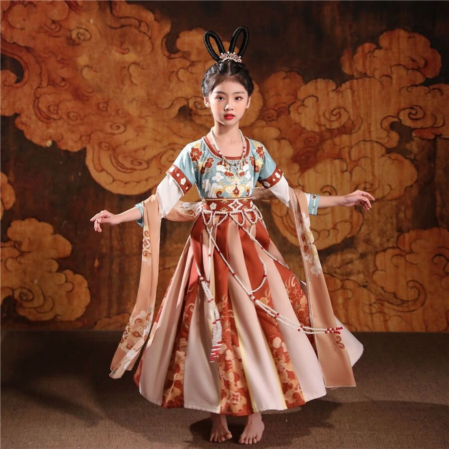 唐思贝雅汉服女童古风套装儿童古装春秋小女孩10岁中国风女装中秋节