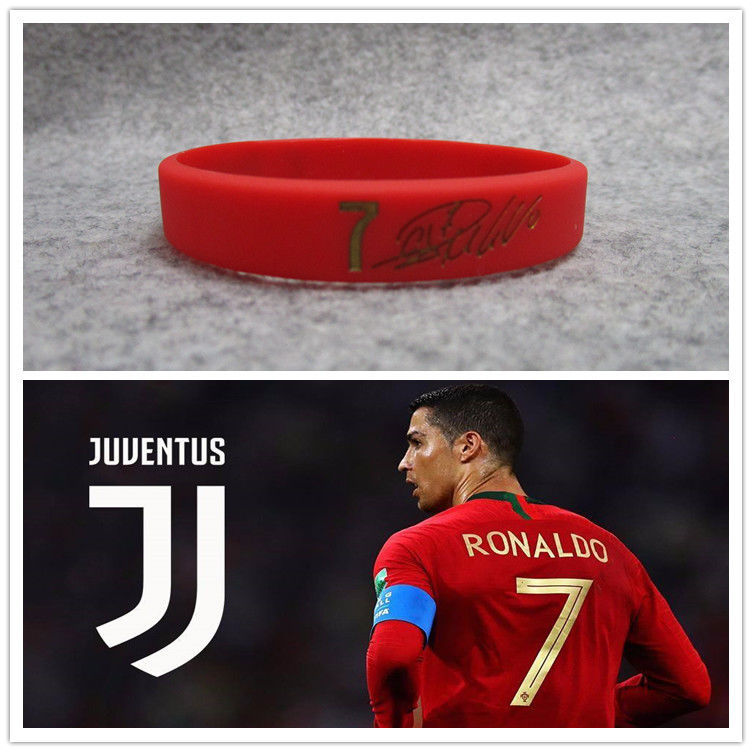 京选推荐尤文图斯队7号球星c罗纳尔多签名珍藏夜光运动手环硅胶腕带