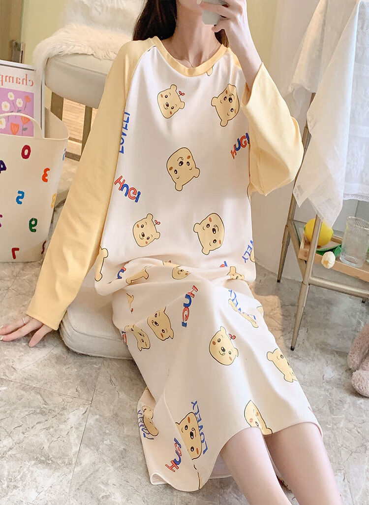 紫杉梦少女生睡衣春秋季长款睡裙初高中学生甜美可爱女孩青少年长袖软