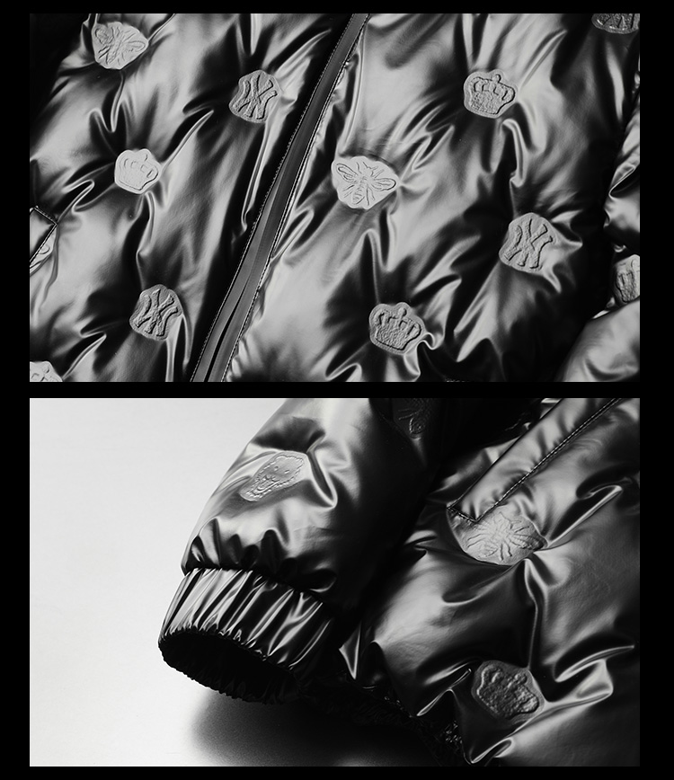 panguyi欧洲站高端轻奢潮牌2021冬季新款压花加厚羽绒服男轻薄立领90