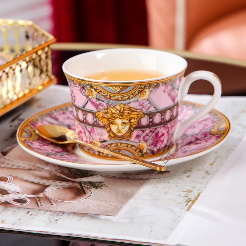 爱马仕(hermes)咖啡杯 骨瓷陶瓷精致马克杯欧式咖啡杯子ins带勺礼盒