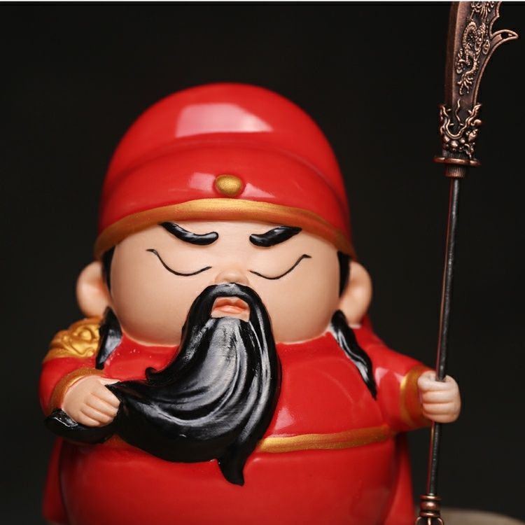 优束q版关公武圣关羽小摆件家居关公摆设茶宠茶玩车载 q版文关公(红色