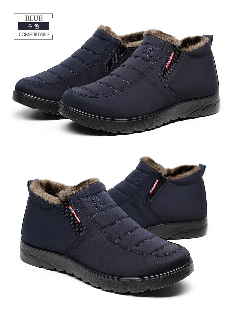 老头棉鞋保温鞋男老北京布鞋男棉鞋冬季保暖加绒棉靴老人父亲防水防滑