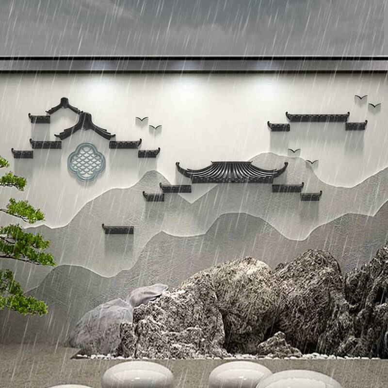饭店装饰墙壁画新中式徽派墙面装饰餐厅饭店楼梯过道背景墙挂饰室外