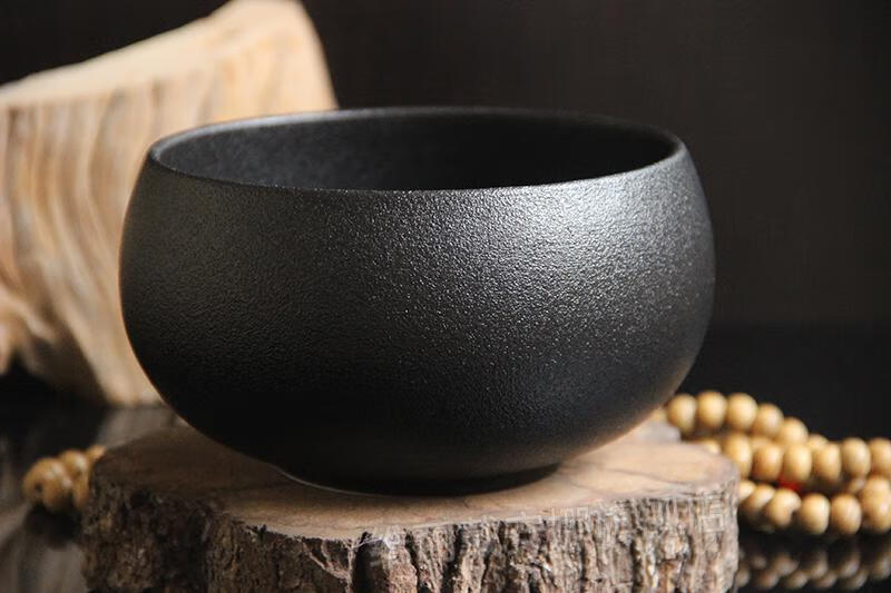 僧钵 和尚碗黑碗钵尘僧居士饭碗复古佛文化黄色钵盂楠木勺陶瓷青瓷碗