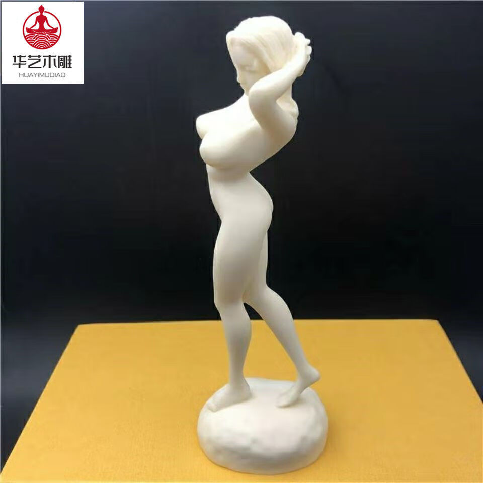 曲美思精品象牙果雕刻裸美女手把件创意工艺品车摆件