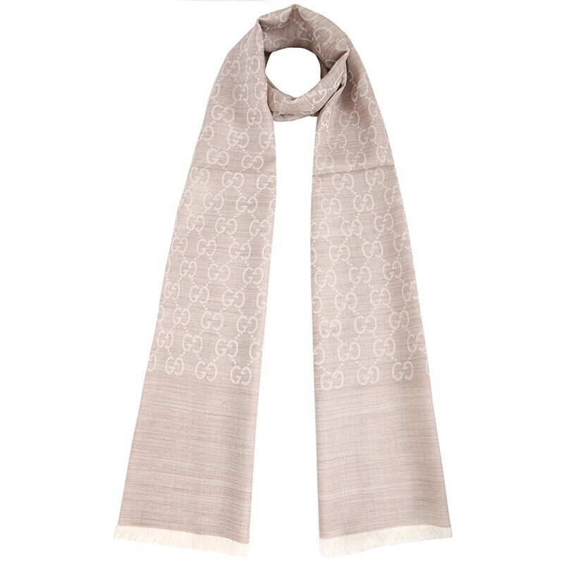 520礼物古驰gucci配饰男女春秋男女通用流苏双g印花羊毛双面围巾粉色