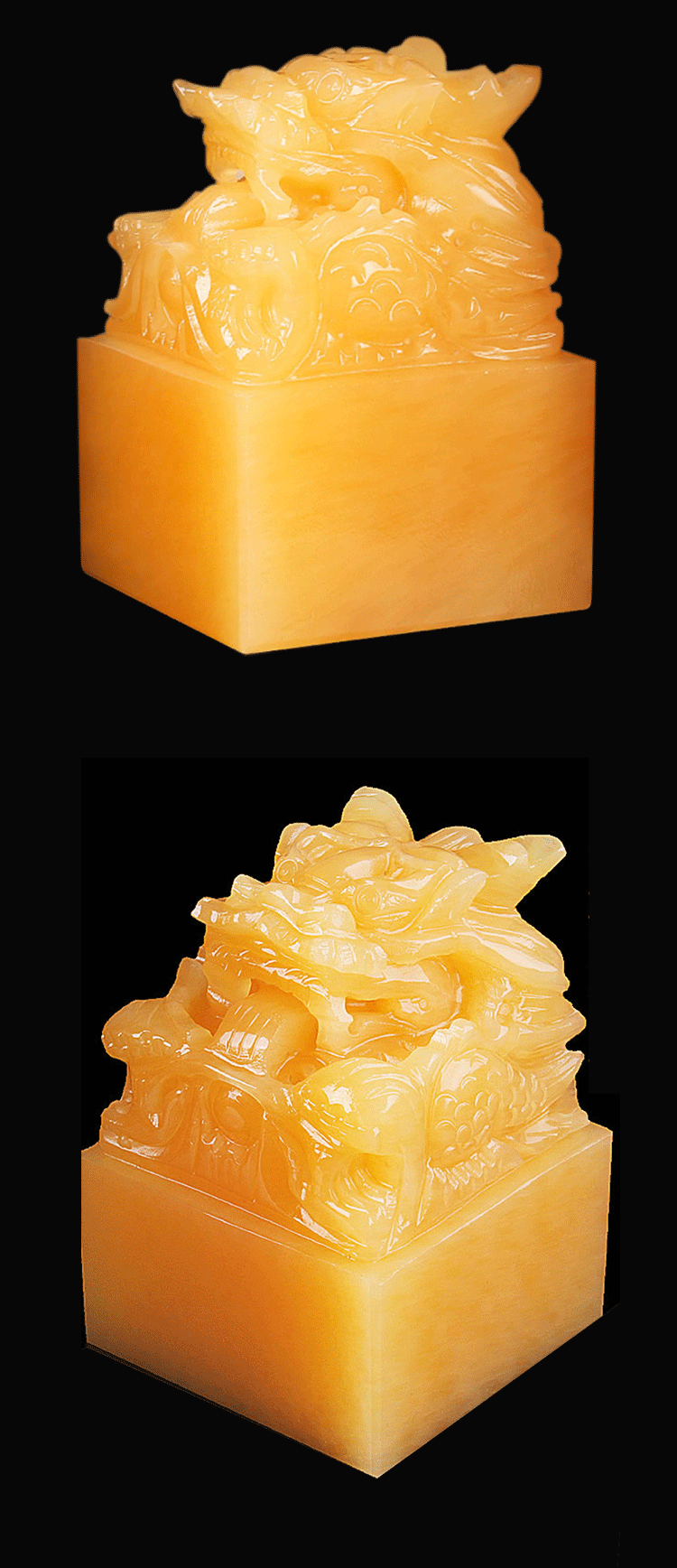 欧莉丝轻奢高端黄玉盘龙玉玺摆件书房办公室桌面创意开业乔迁新居礼品