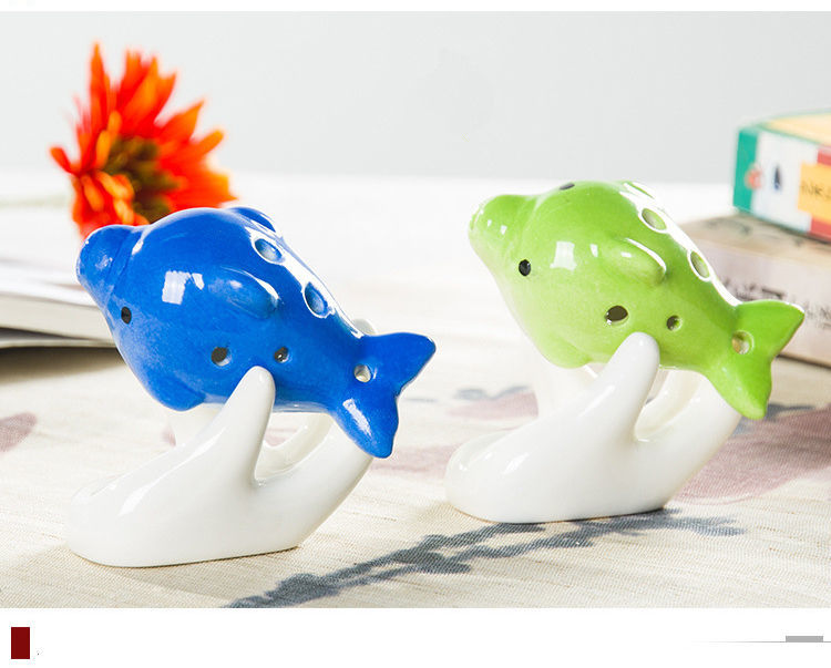 陶笛6孔初学者中音c调儿童学生入门陶埙六孔可爱海豚鲸鱼乐器礼品抖音