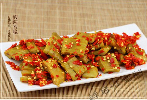腌制下饭菜瓶装酸辣刀豆农家自制泡菜500克瓶装
