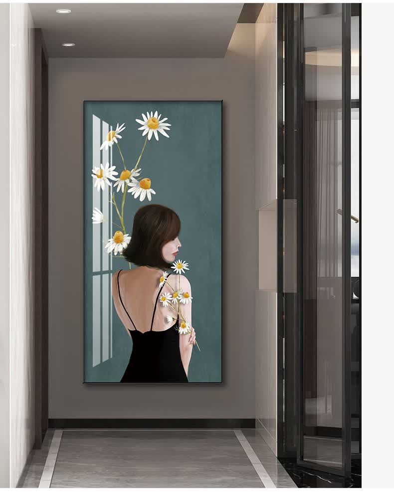 搜可人物美女玄关走廊装饰画后现代卧室壁画北欧风客厅挂画沙发背景墙