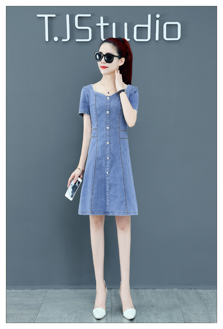 罗蒙romon品牌牛仔裙连衣裙女士2022今年流行新款夏季减龄洋气矮个子