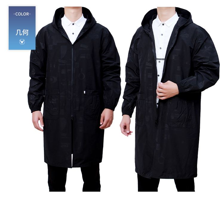 加长男士防水罩衣加厚长袖拉链防油单加绒外套围裙工作服大人加长款