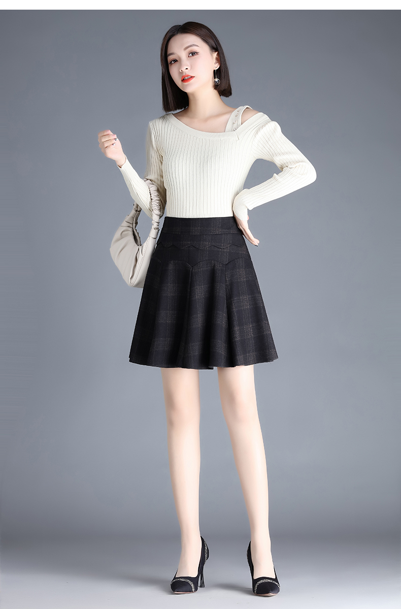 欧偲麦短裙半身裙女春季22年新款a字裙显瘦韩版时尚高腰短款百褶裙