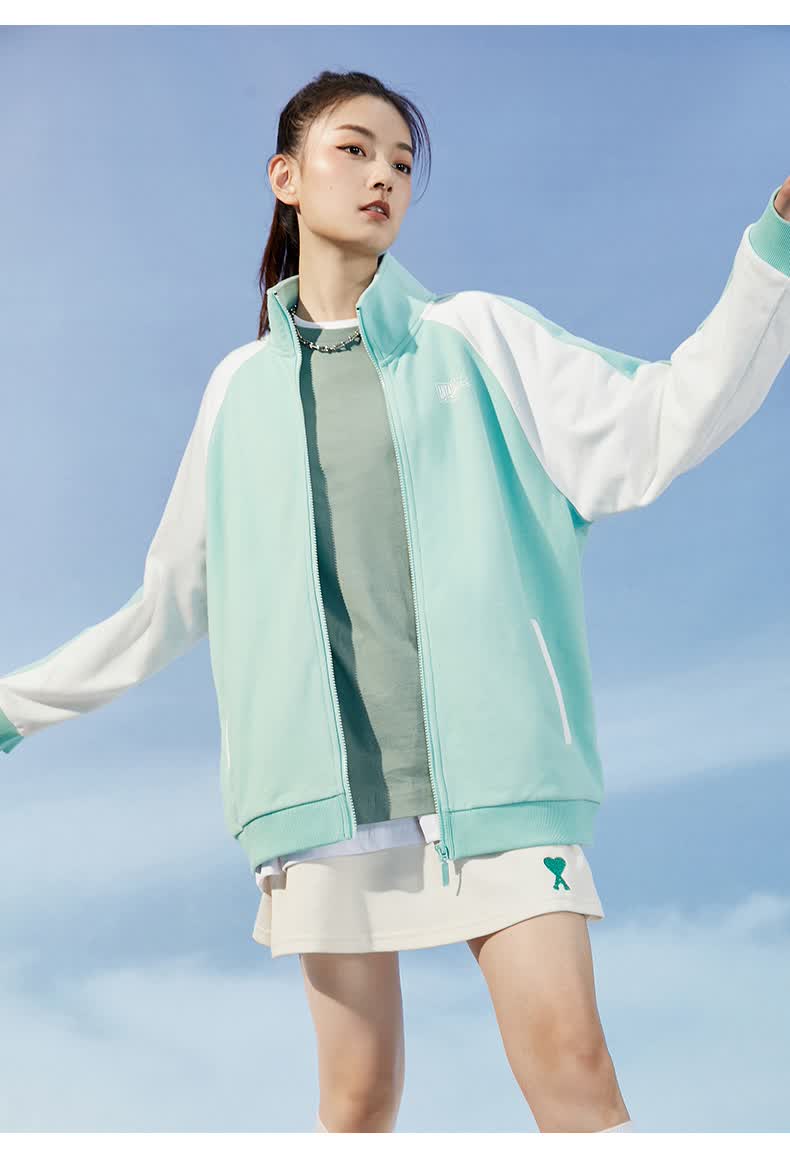 安踏官方旗舰运动外套女2021秋冬季新款立领宽松外套运动上衣语兰紫1