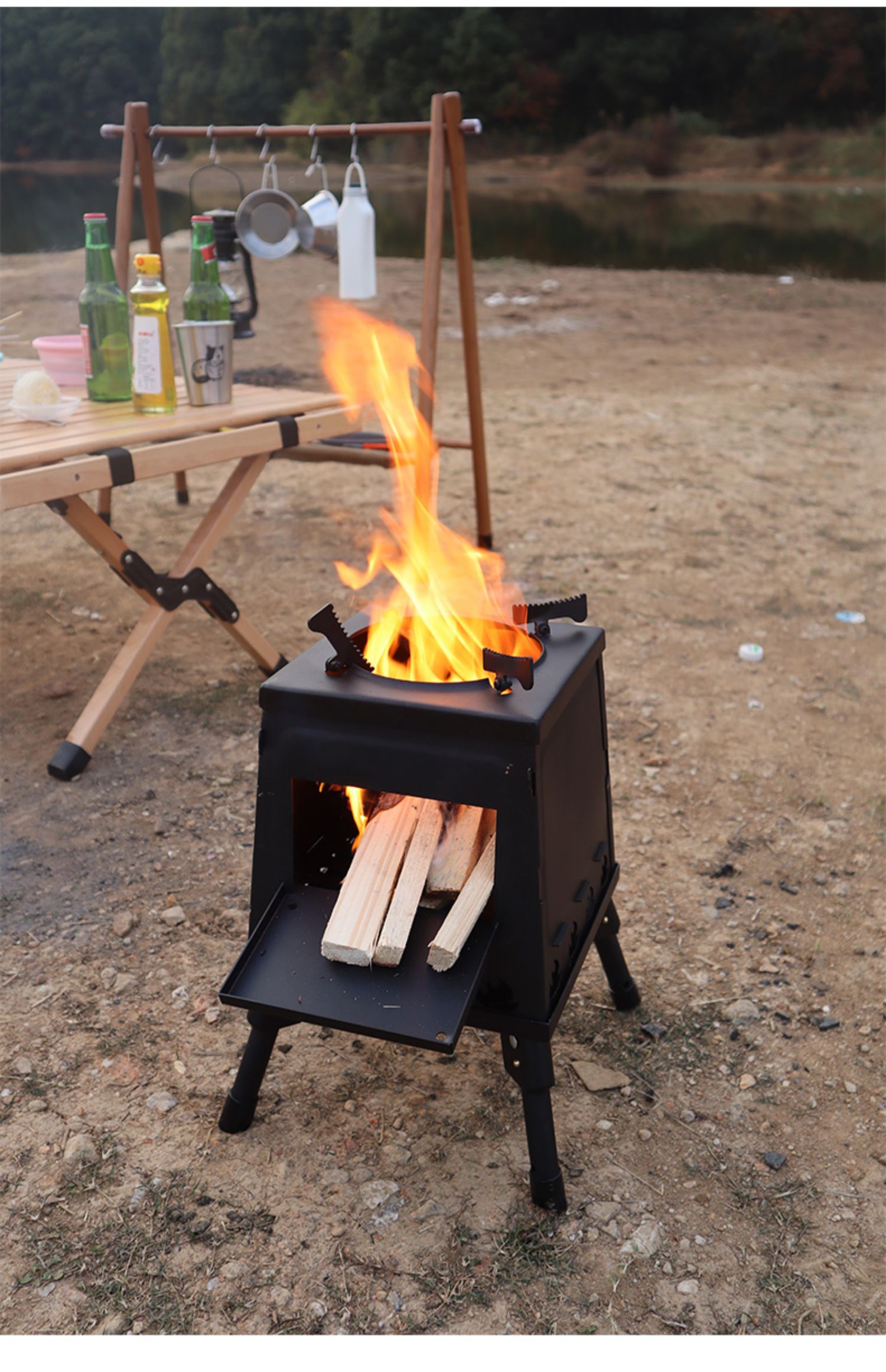 户外炉具火炉小型露营炉子便携式野炊装备网红野外野餐烧炊具 小号