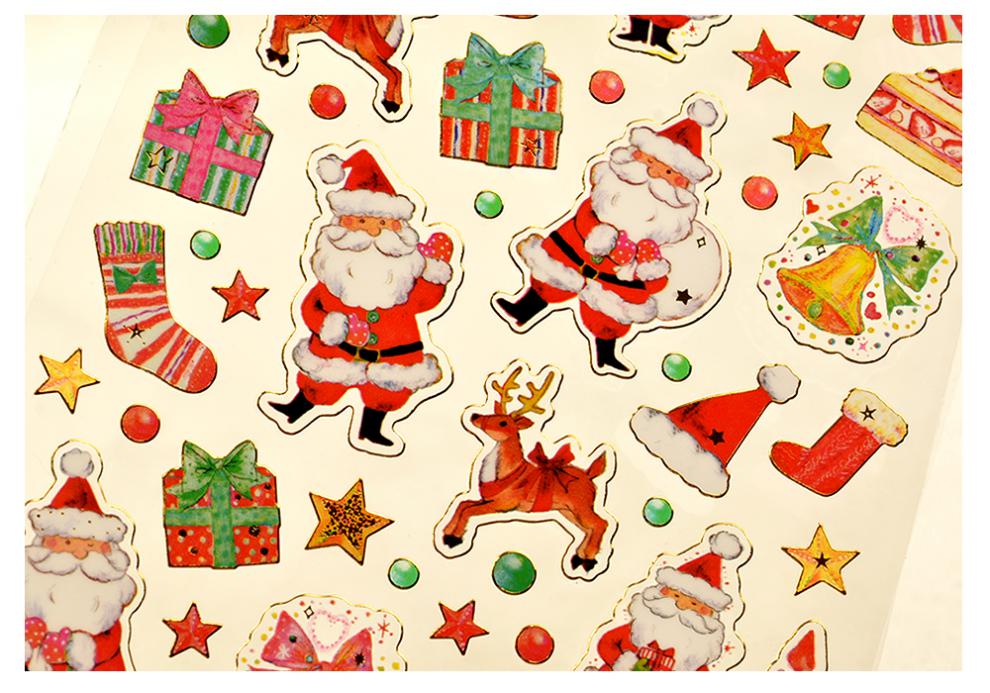 猛仕将圣诞节日礼品装饰箔平面pvc贴画儿童可爱卡通平安夜diy粘贴纸