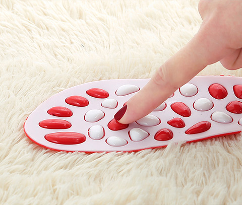 步牧斯足底脚底穴位按摩鞋垫透气减震运动增高女家居浴室 西瓜红 37码