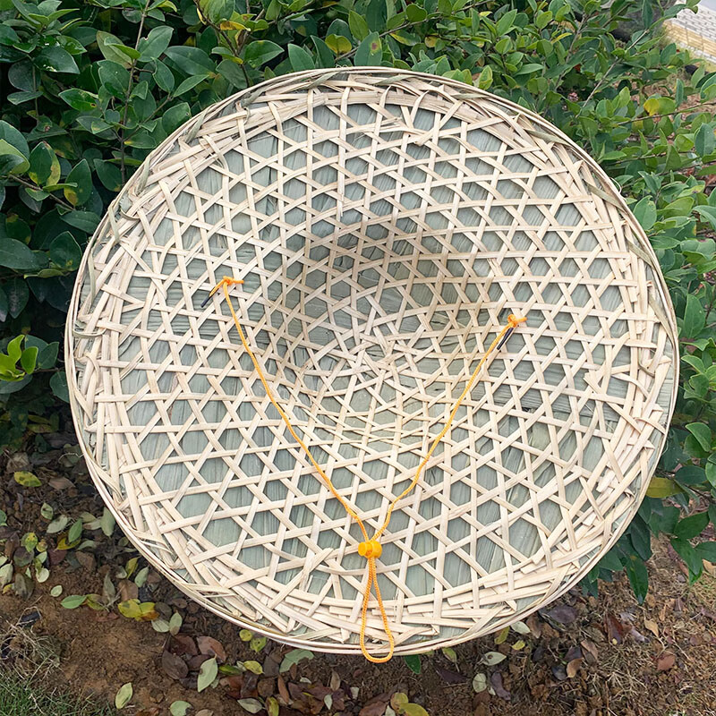 青衣麻相竹编斗笠手工编织舞台道具钓鱼帽遮阳平顶装饰遮阳帽平顶帽主