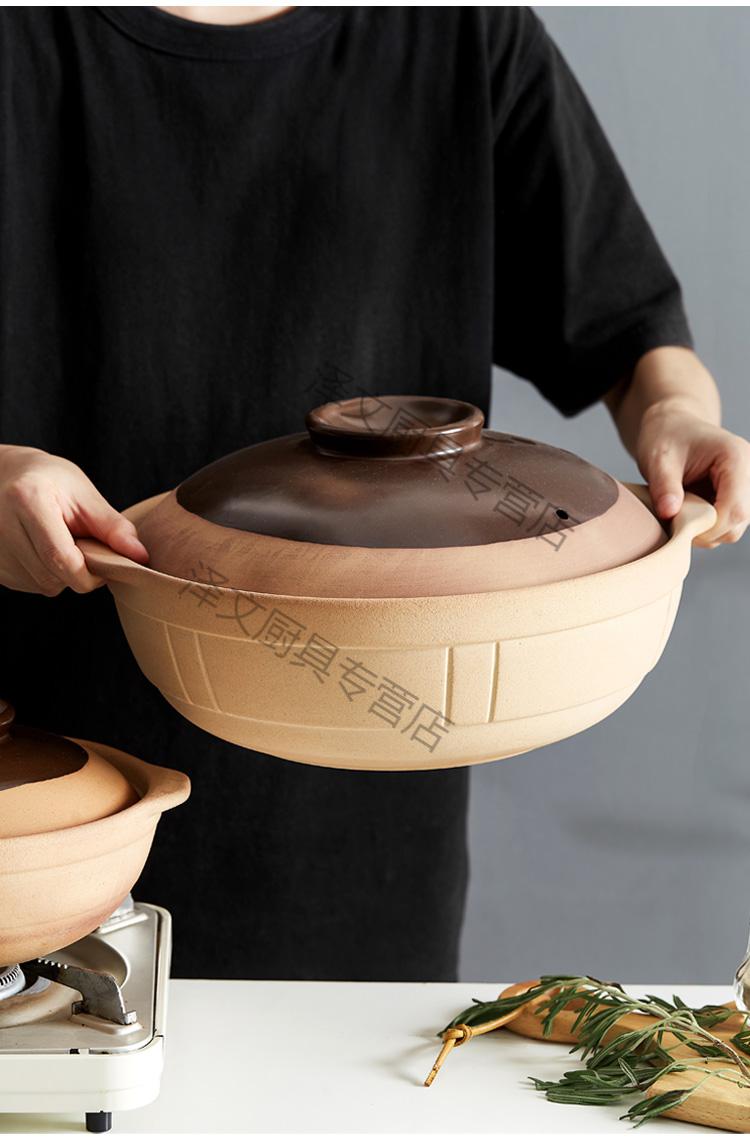 陶土砂锅老式耐热高温炖锅家用燃气干烧不裂煲仔饭煤气灶专用沙锅 外