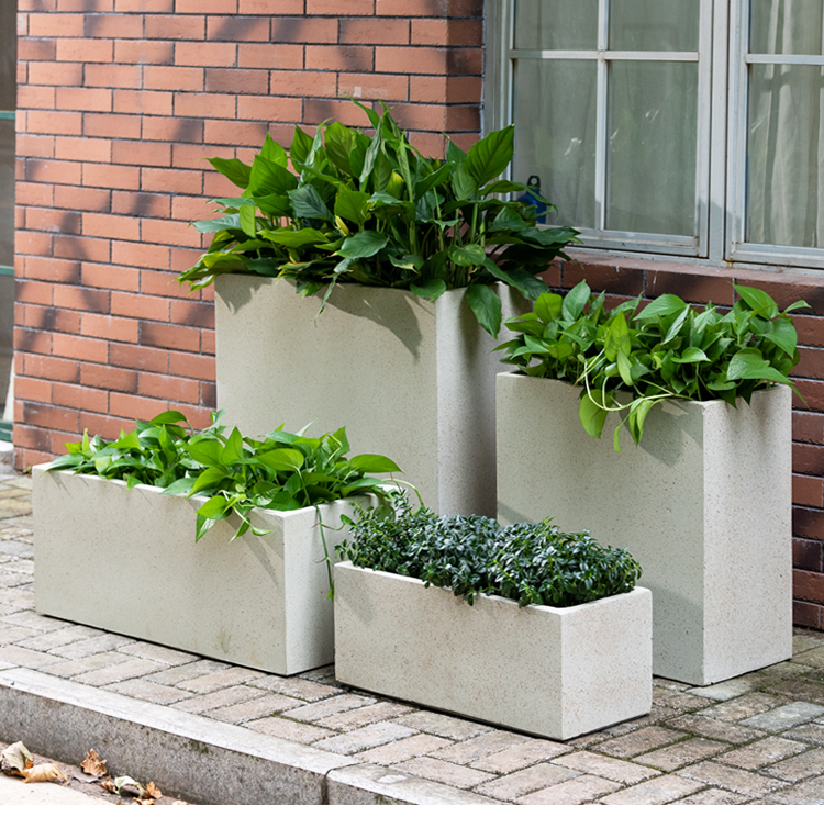 长方形水泥花盆大号长条镁泥花箱花槽种植箱绿植盆景 真石漆 120x50