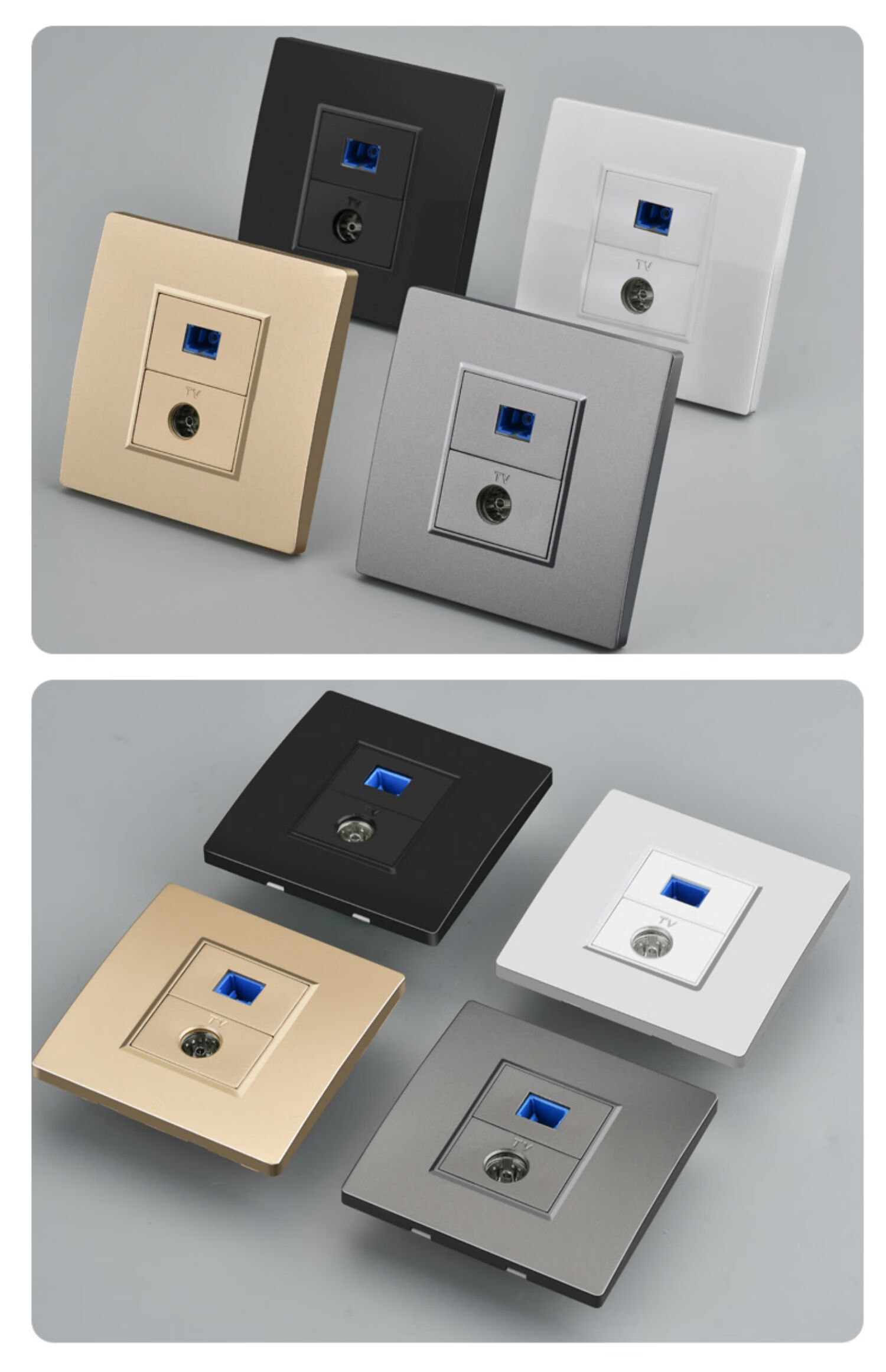 宽带入户光纤插座带有线电视catv同轴电缆墙壁面板电信移动联通 灰色