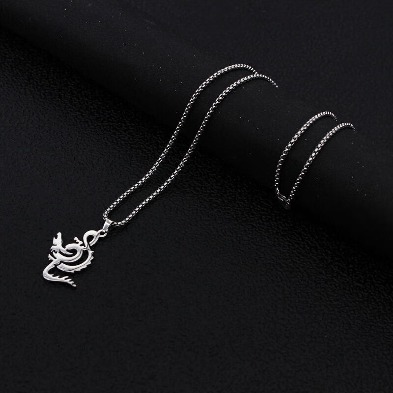王力宏龙音符同款logo吊坠项链潮男女个性嘻哈蹦迪钛钢项链龙音符龙骨