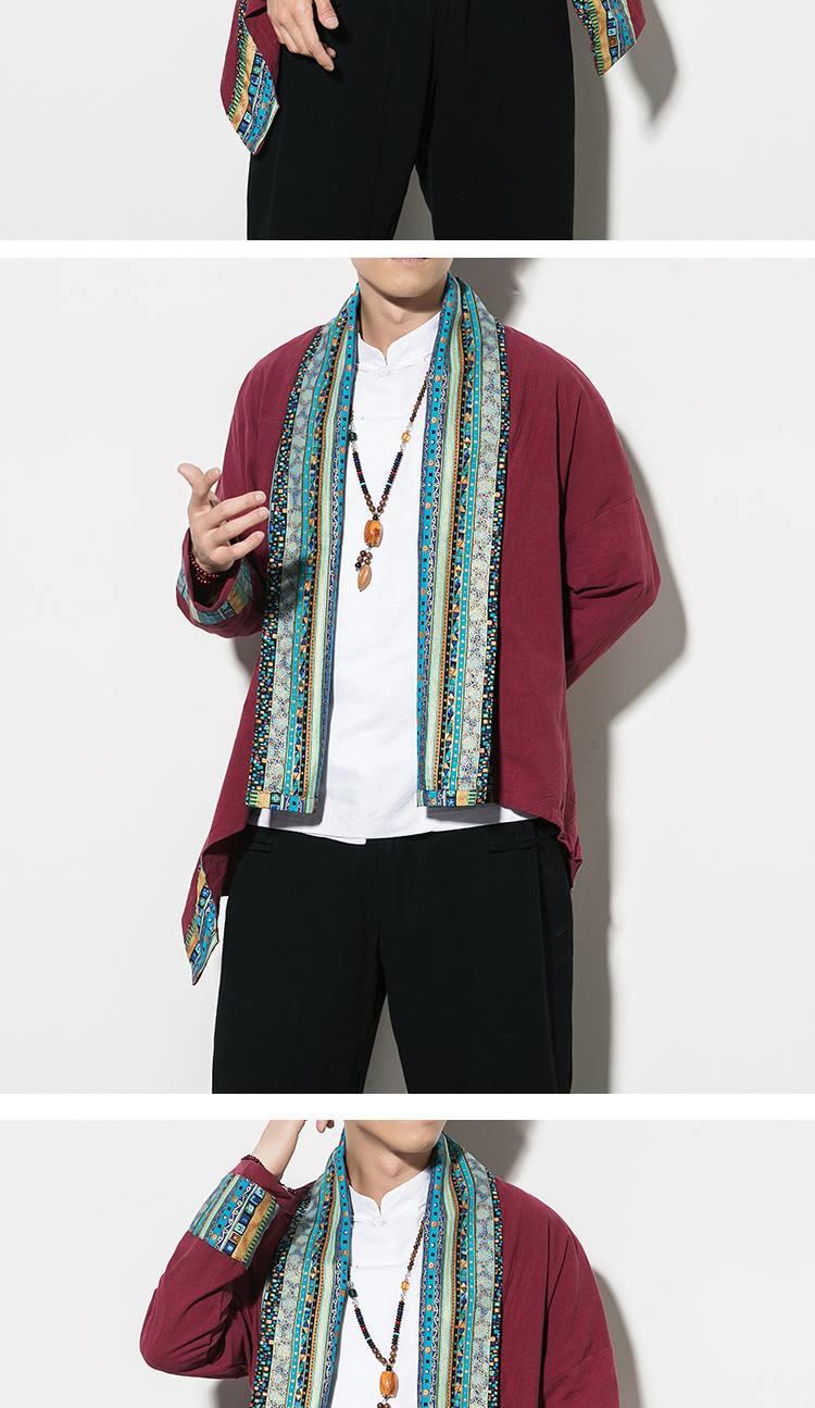 藏族服装男外套藏装男士新款春夏藏式潮款青年藏族服饰藏袍服装民族风