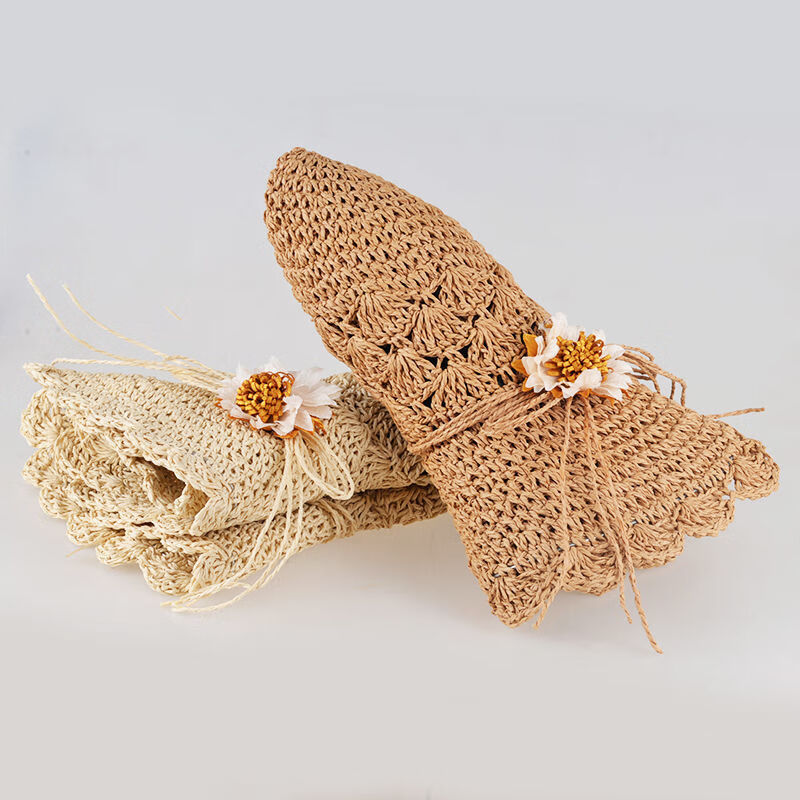 帽女草帽夏季手工编织草帽女夏防紫外可折叠线太阳帽女夏遮阳小清新