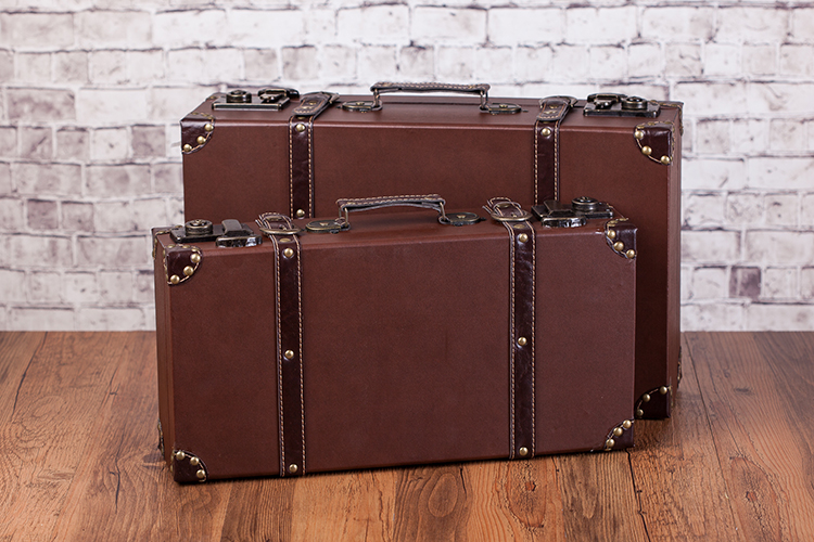 复古怀旧老式手提皮箱储物收纳整理木箱旅行箱婚纱摄影道具木箱子黄色