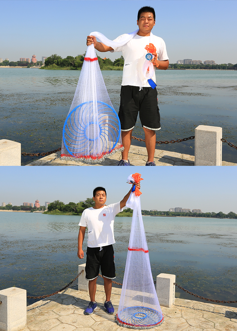 大飞盘式撒网渔网抛网手撒手抛网鱼网抓扑捕鱼自动易抛旋网甩神器一指