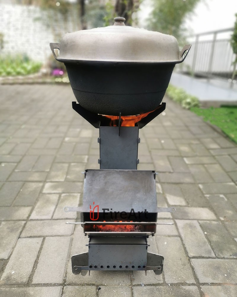 方之豪火箭炉户外烧柴炉猛火车载便携户外野炊具大号升级家用柴灶室外