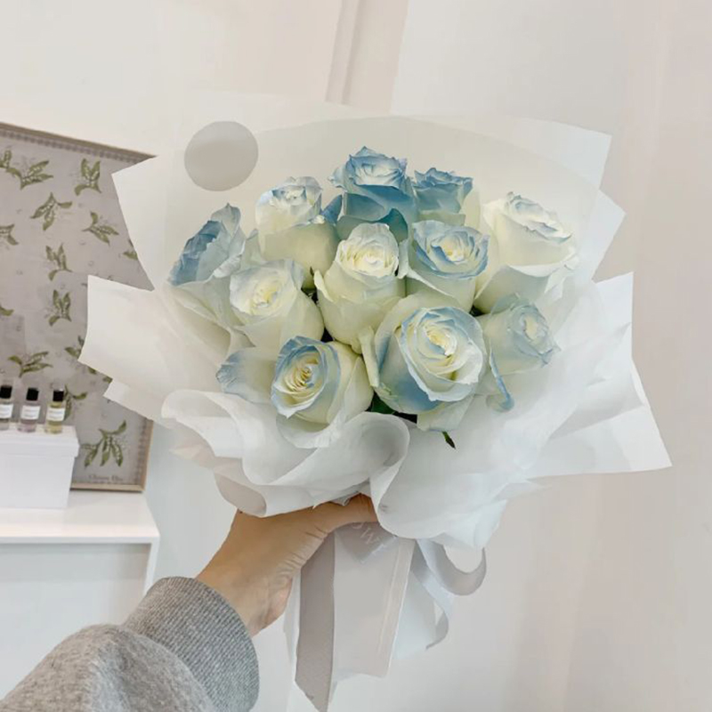 花西施鲜花速递碎冰蓝渐变玫瑰花束生日告白礼物送女生老婆女友闺蜜