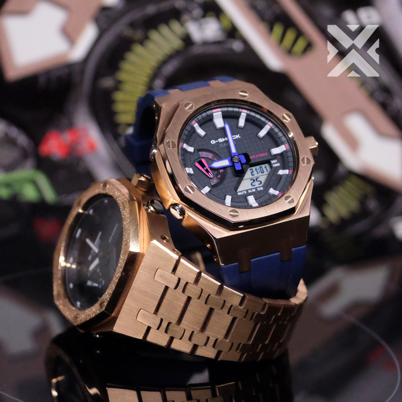 dw5600表带 印客玩家适用卡西欧农家橡树ga2100改装件表壳表把氟橡胶