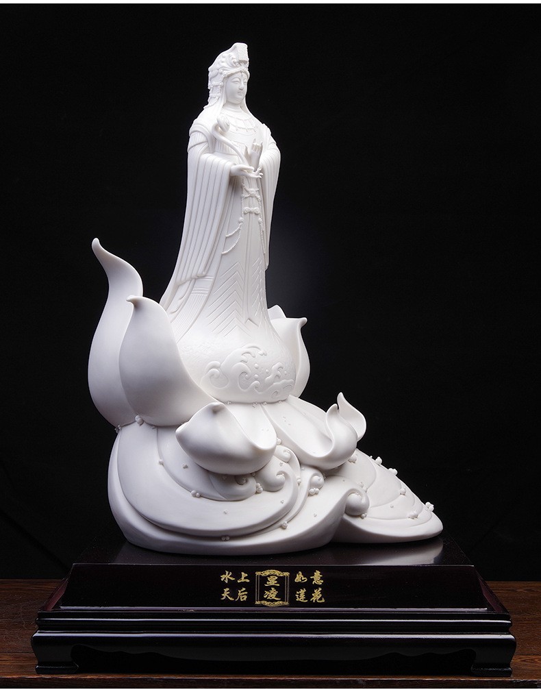 古贤德化白瓷妈祖神像天上圣母天后湄洲岛海神娘娘家用供奉摆件保平安