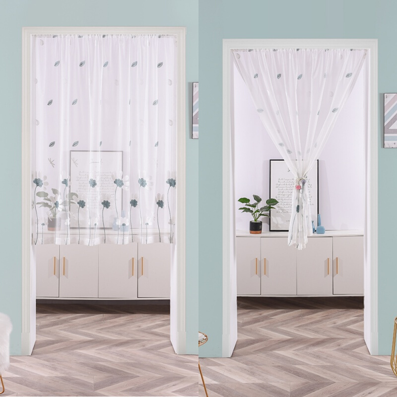厨房门帘半截门帘隔断帘卧室家用免打孔厨房半截过道透明可爱少女遮挡