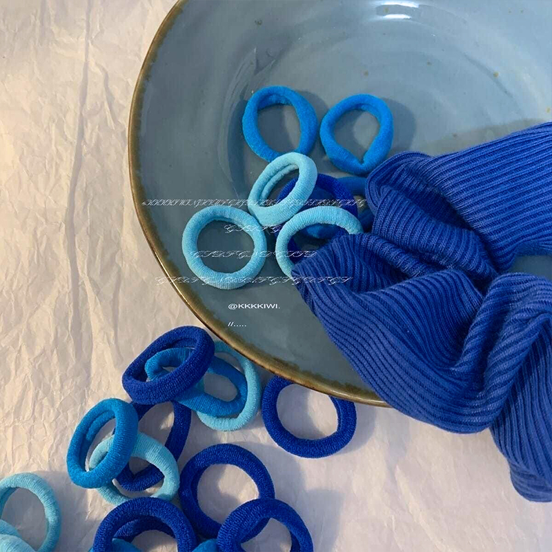 克莱因蓝色小皮筋手工编织手绳diy情侣手链闺蜜自制礼物 100根自编 可