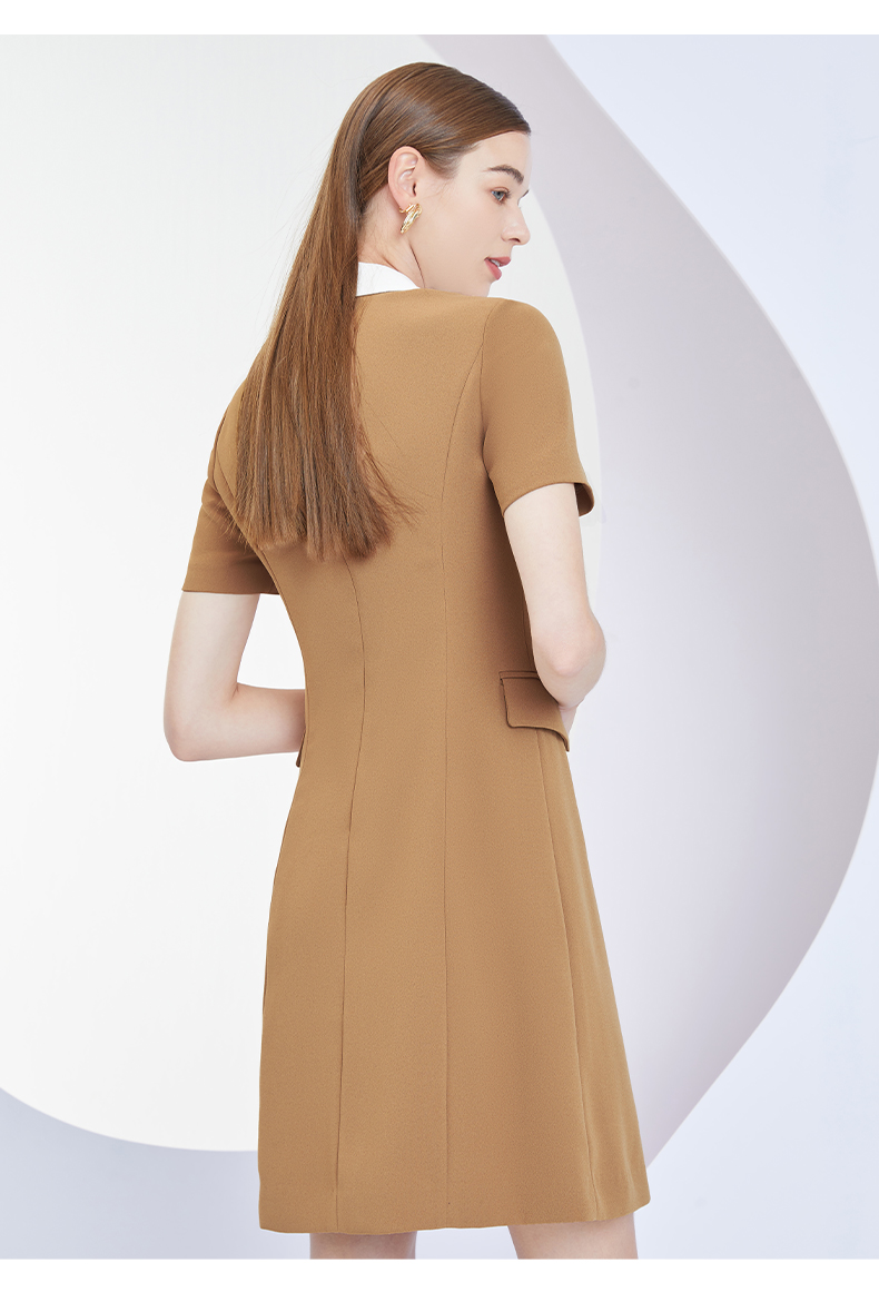 scofield女装22春夏季通勤商务新品收腰显瘦短袖中长款西装裙连衣裙