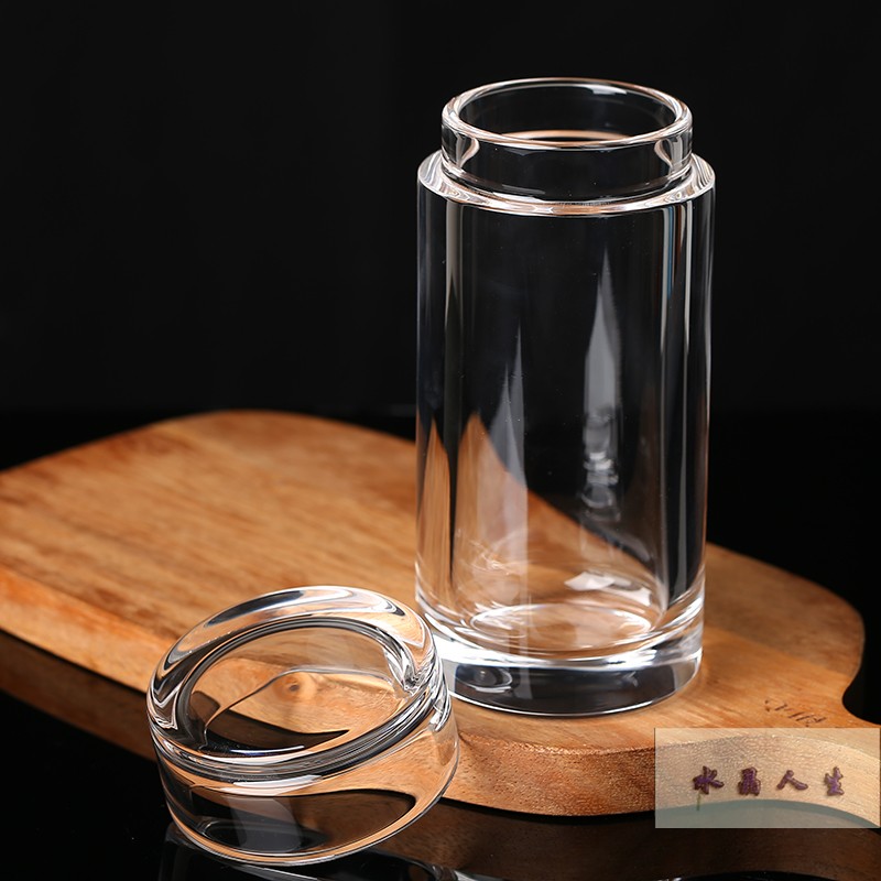 天然的水晶杯原矿石白水晶茶杯天然纯手工带盖两用泡茶杯办公茶杯主人