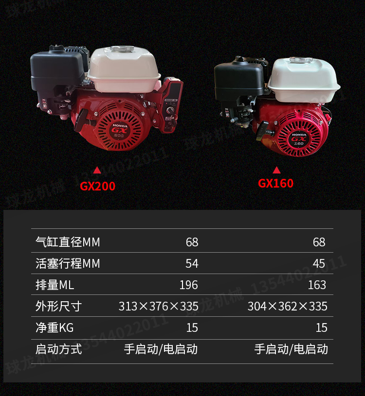 嘉陵本田gx390gx160gx200gx270汽油发动机卡丁车清洗机切割机定制配