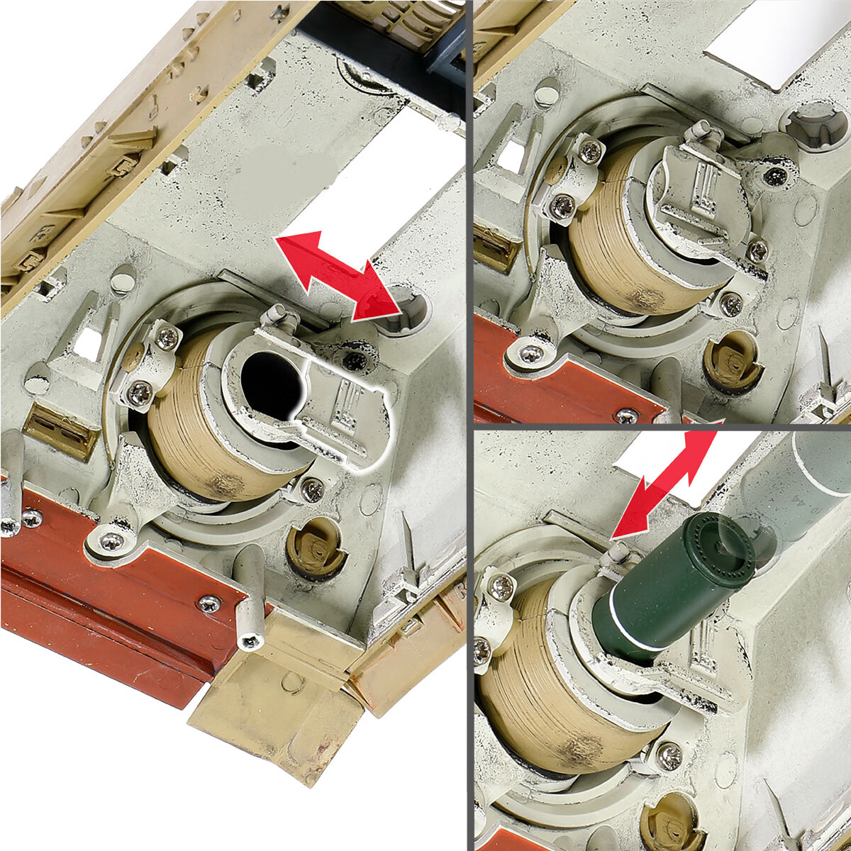 1:32 二战德国突击虎式坦克全内构迷彩版配多兵人合金成品 金属履带